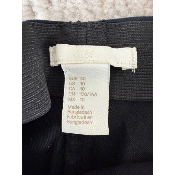H&M Size 10 Flat Front Ankle Casual Pants Stretch Black Cotton Blend - Picture 8 of 11